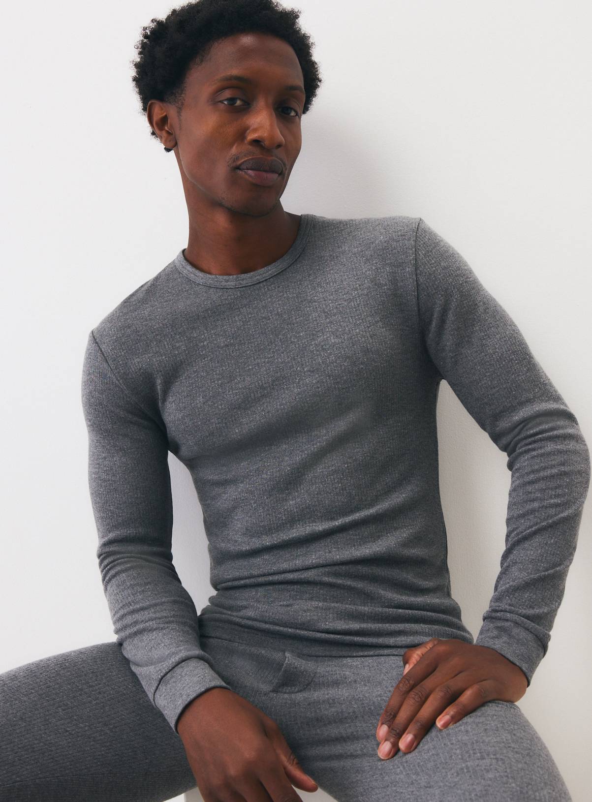 Black & Charcoal Thermal Long Sleeved Tops 2-Pack XL - Image 2